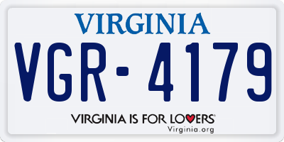 VA license plate VGR4179