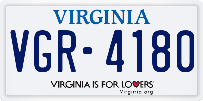VA license plate VGR4180