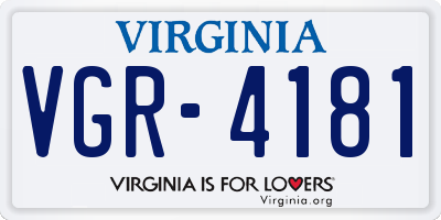 VA license plate VGR4181