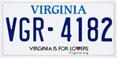 VA license plate VGR4182