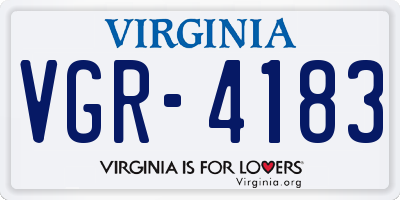 VA license plate VGR4183