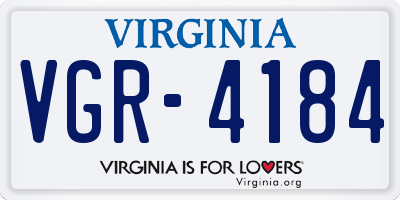 VA license plate VGR4184
