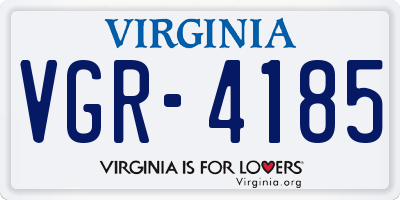 VA license plate VGR4185