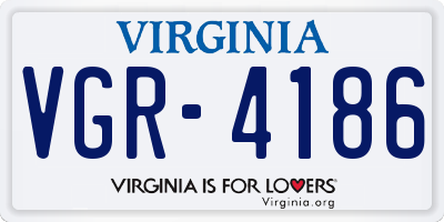 VA license plate VGR4186