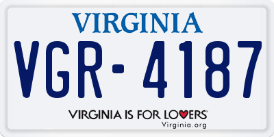 VA license plate VGR4187
