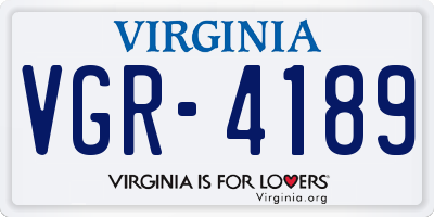VA license plate VGR4189
