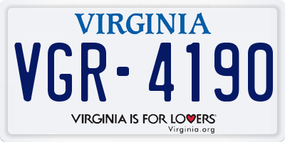 VA license plate VGR4190