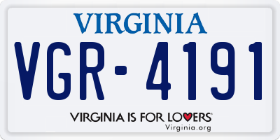 VA license plate VGR4191