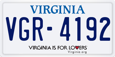 VA license plate VGR4192