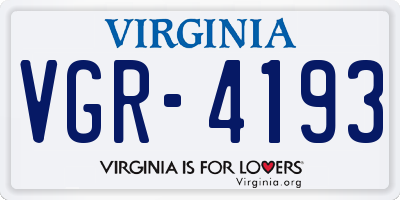 VA license plate VGR4193