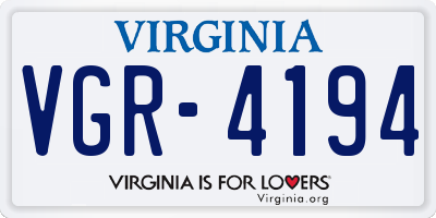 VA license plate VGR4194