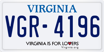 VA license plate VGR4196