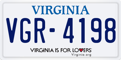 VA license plate VGR4198
