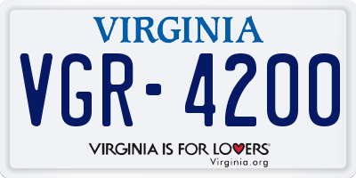 VA license plate VGR4200