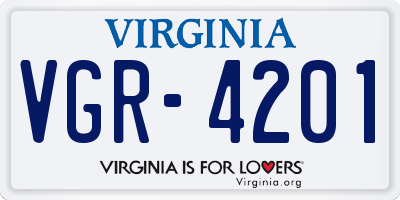 VA license plate VGR4201