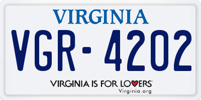 VA license plate VGR4202