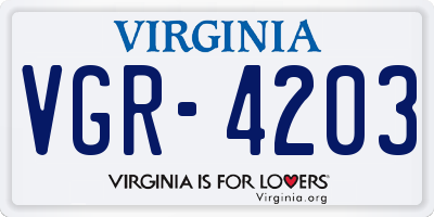 VA license plate VGR4203