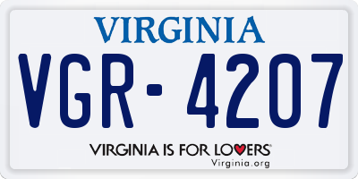 VA license plate VGR4207