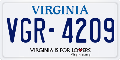 VA license plate VGR4209