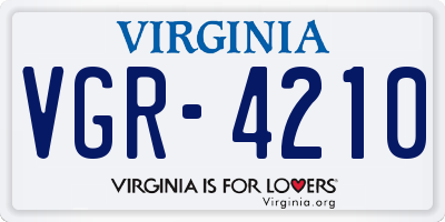 VA license plate VGR4210