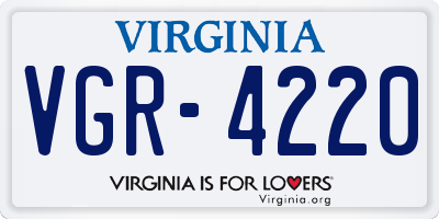 VA license plate VGR4220