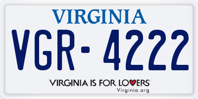 VA license plate VGR4222