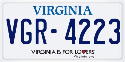 VA license plate VGR4223