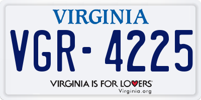 VA license plate VGR4225