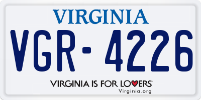 VA license plate VGR4226