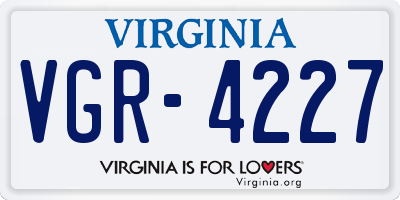 VA license plate VGR4227