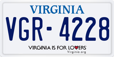 VA license plate VGR4228
