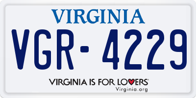 VA license plate VGR4229