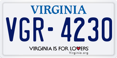 VA license plate VGR4230