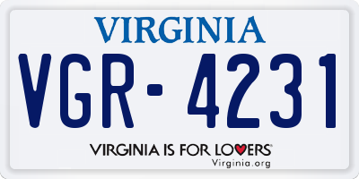 VA license plate VGR4231