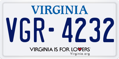 VA license plate VGR4232