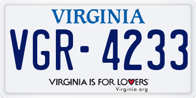 VA license plate VGR4233