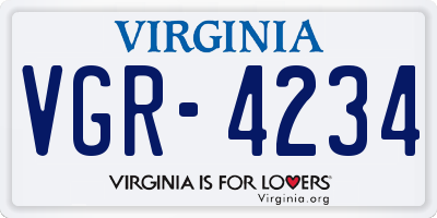 VA license plate VGR4234