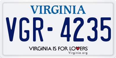 VA license plate VGR4235