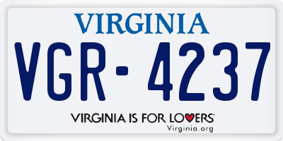 VA license plate VGR4237