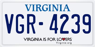 VA license plate VGR4239