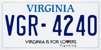 VA license plate VGR4240