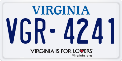 VA license plate VGR4241