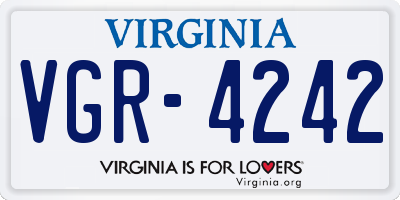 VA license plate VGR4242