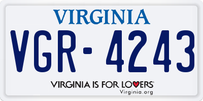 VA license plate VGR4243