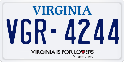 VA license plate VGR4244