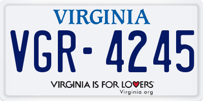 VA license plate VGR4245