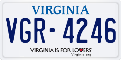 VA license plate VGR4246