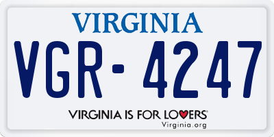 VA license plate VGR4247