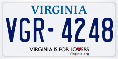 VA license plate VGR4248