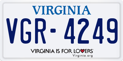 VA license plate VGR4249